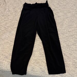 Athleta Skyline Pants Black Size 2 Elastic Waist Tie Belt Travel Work Pant